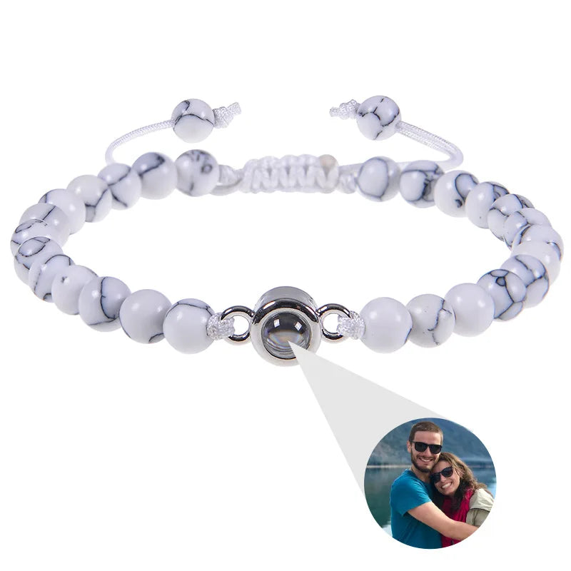Couple Bracelet with Photo Stone
