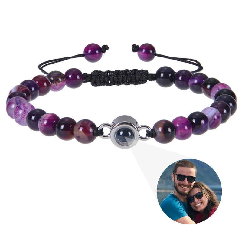 Couple Bracelet with Photo Stone