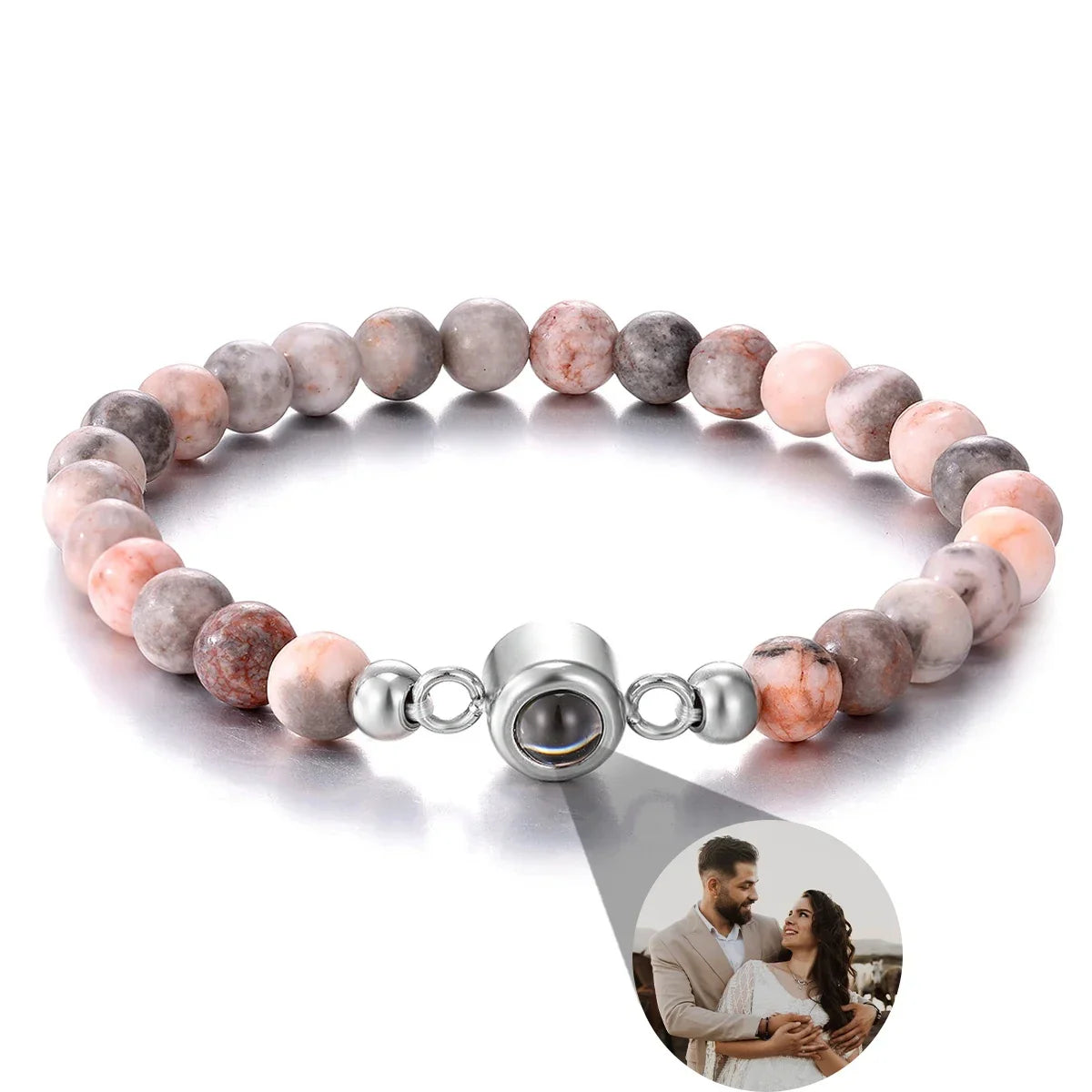 Couple Bracelet with Photo Stone