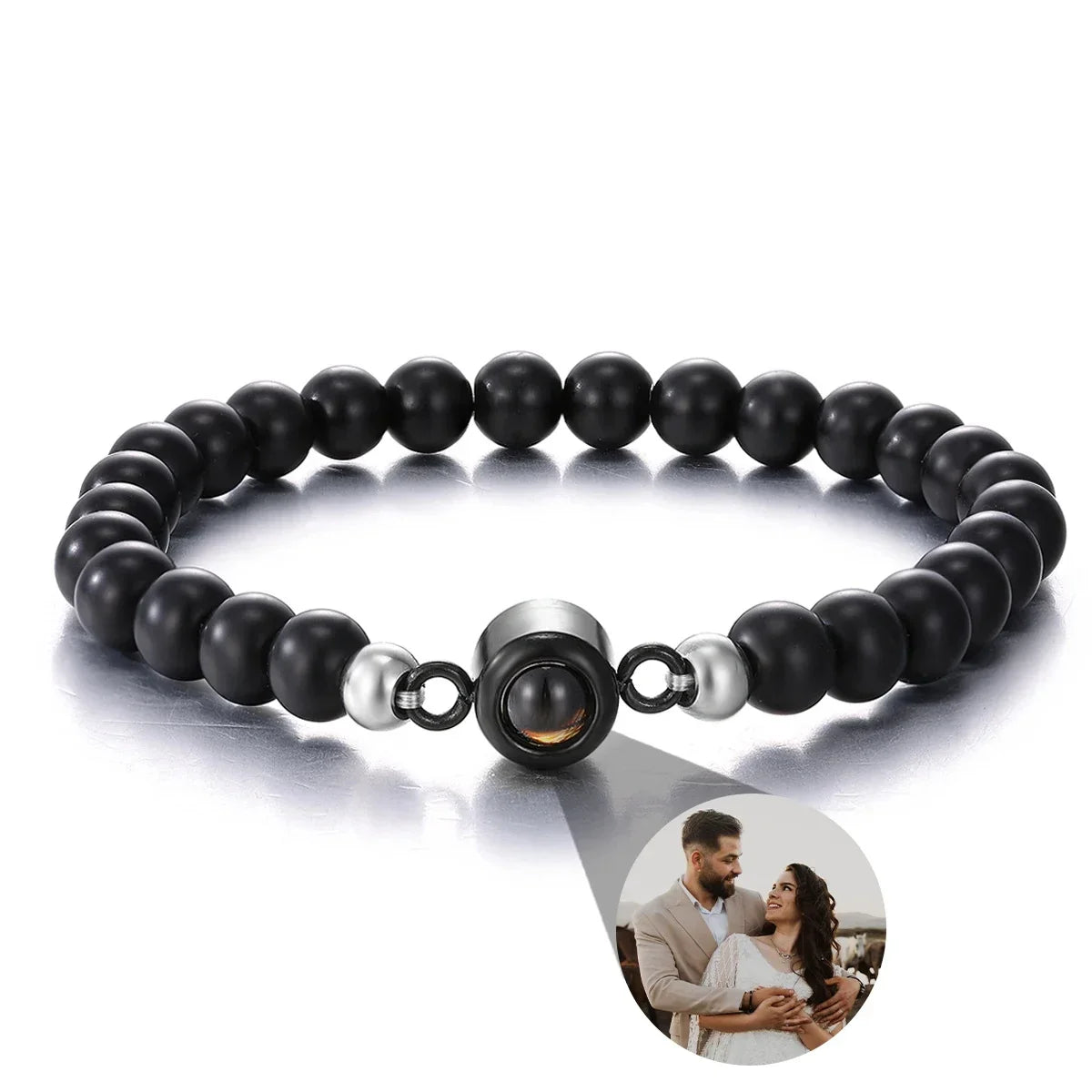 Couple Bracelet with Photo Stone