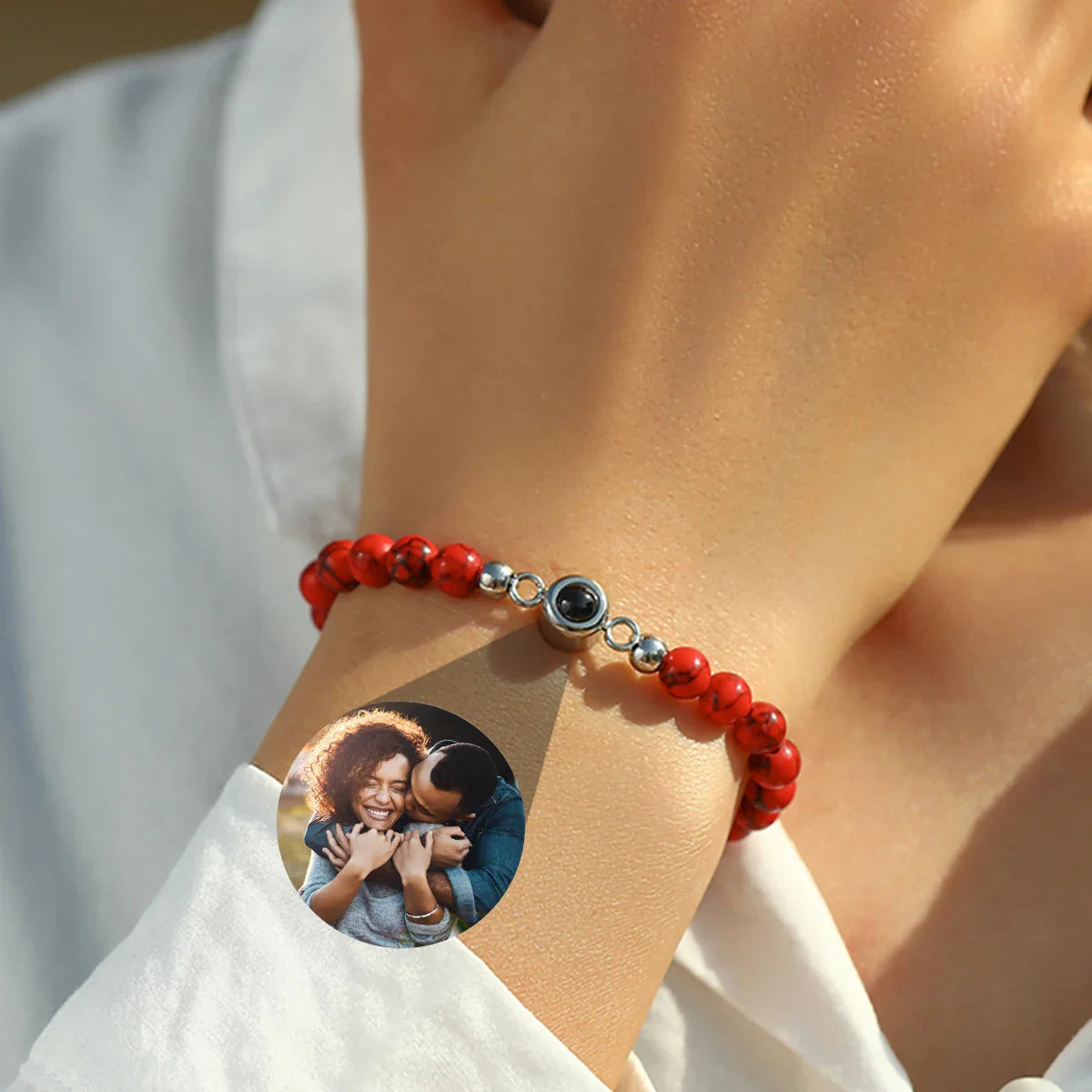 Couple Bracelet with Photo Stone