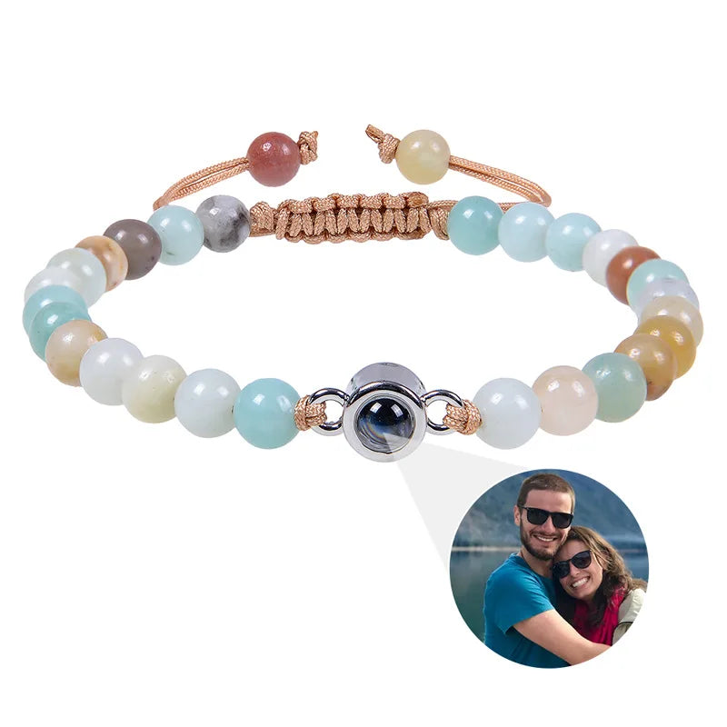 Couple Bracelet with Photo Stone