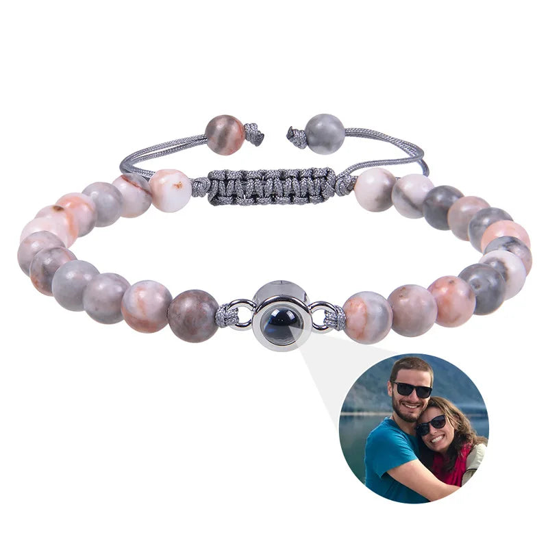 Couple Bracelet with Photo Stone