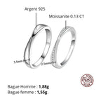Couple's Rings Silver Engagement Set