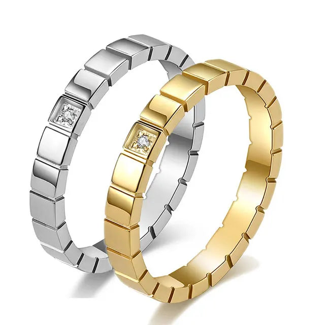Couple's Rings Striped Wedding Bands (2 Pieces)