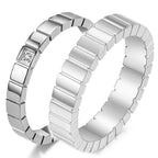 Couple's Rings Striped Wedding Bands (2 Pieces)