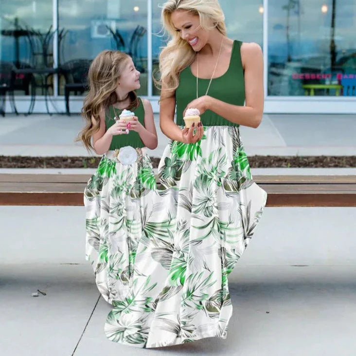 Mother Daughter Dress Green