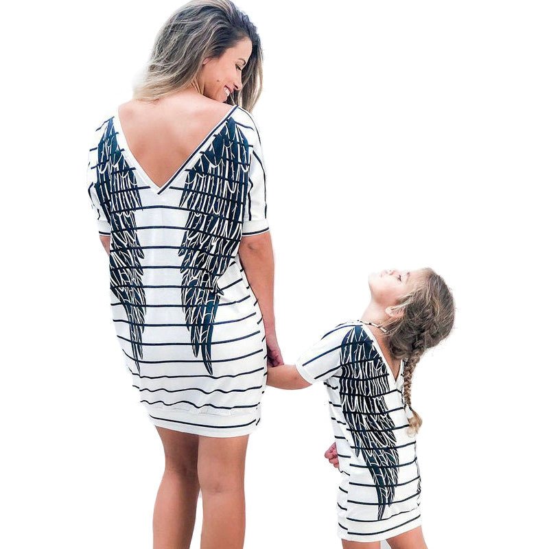 Mother-Daughter Dress with Black Wings