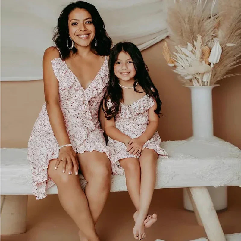 Mother-Daughter Dress with Short V-Neck