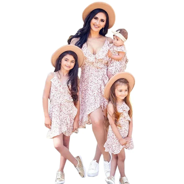 Mother-Daughter Dress with Short V-Neck